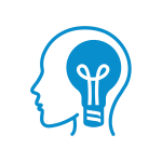 A head with a bulb-like brain