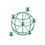 A globe with individuals illustrating connection