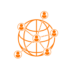A globe with individuals illustrating connection