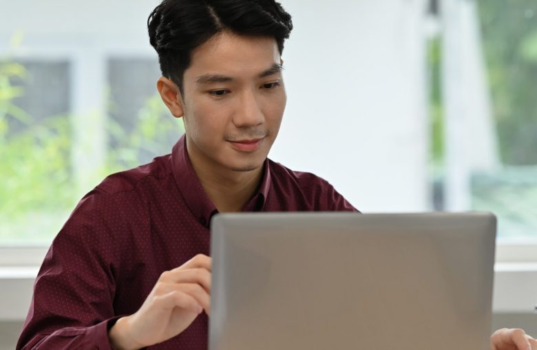 Man working on a laptop